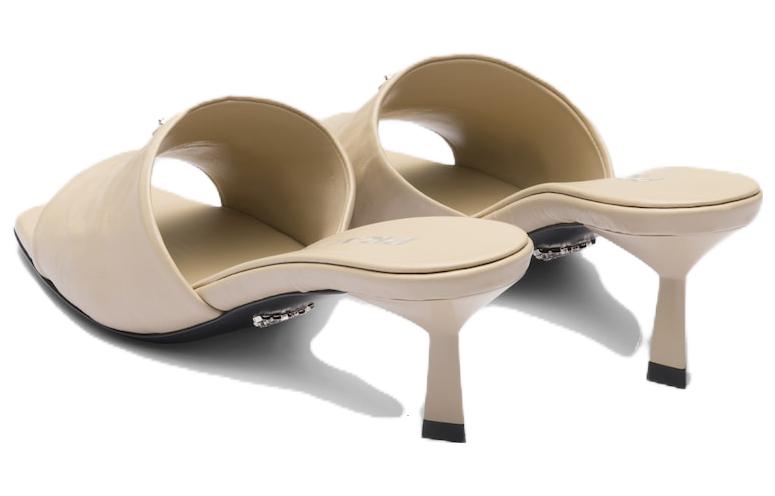 (W) Prada Leather Slide High-Heel Sandals 'Beige' 圖 4