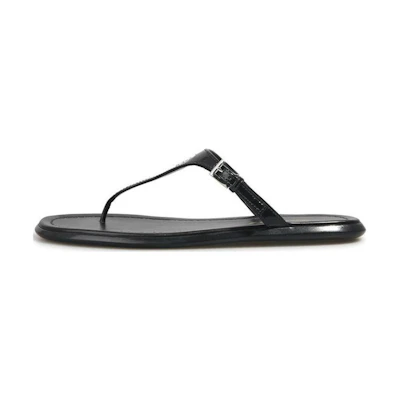 (W) Prada Leather Slip-On Flat 'Herringbone Flip-Flop - Black'