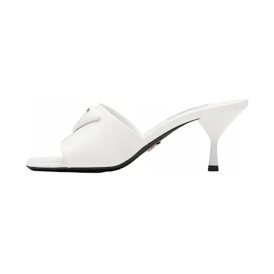 (W) Prada Leather Slip-On High Heel 'Fashion Sandal White'