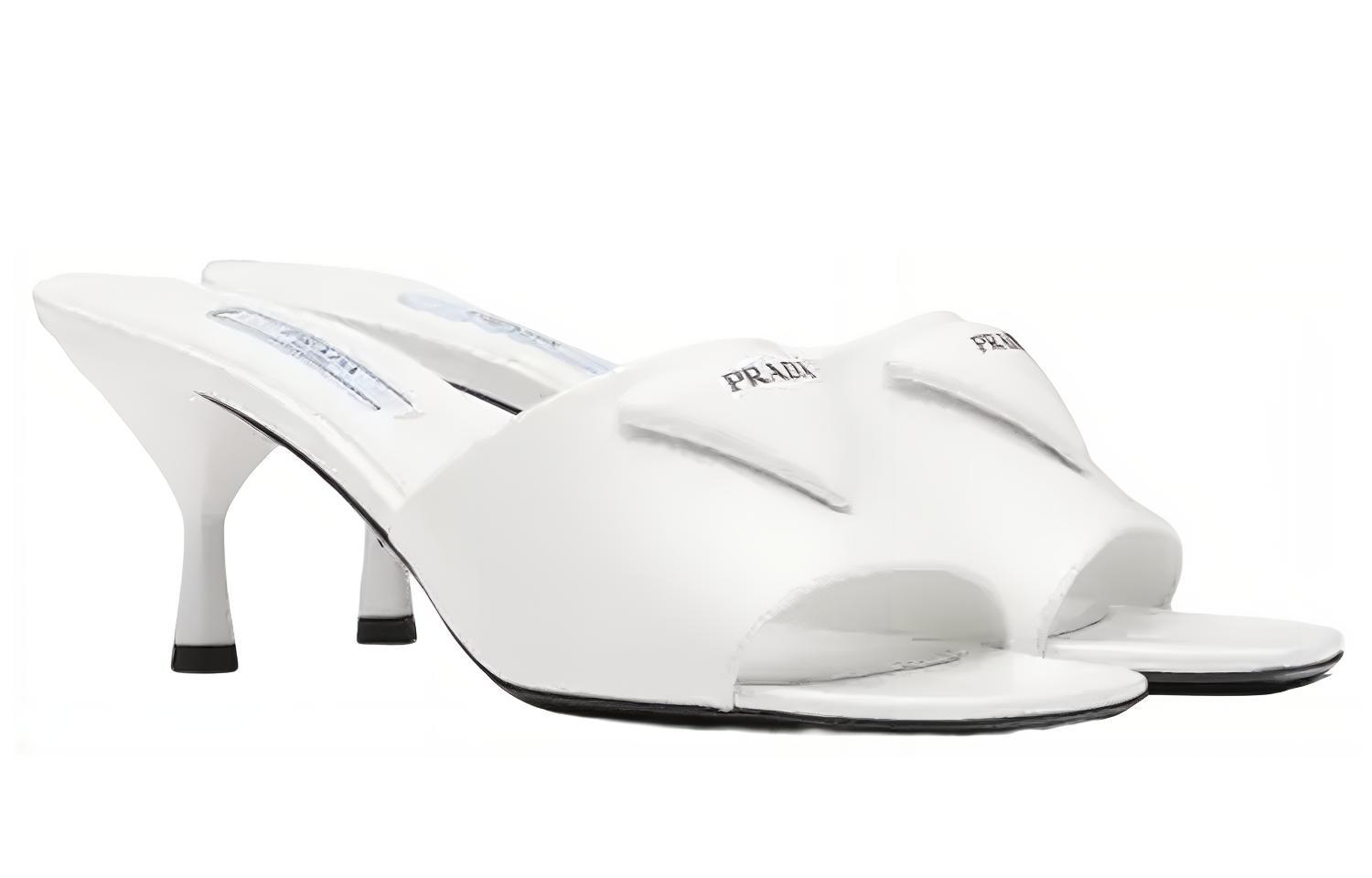 (W) Prada Leather Slip-On High Heel 'Fashion Sandal White' 圖 2