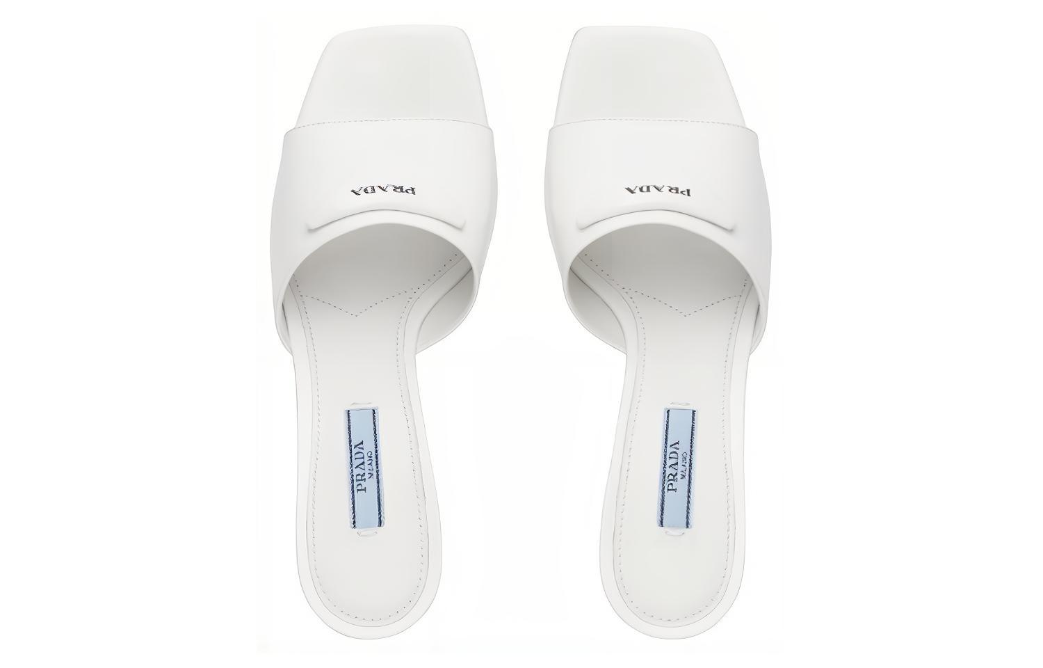 (W) Prada Leather Slip-On High Heel 'Fashion Sandal White' 圖 3