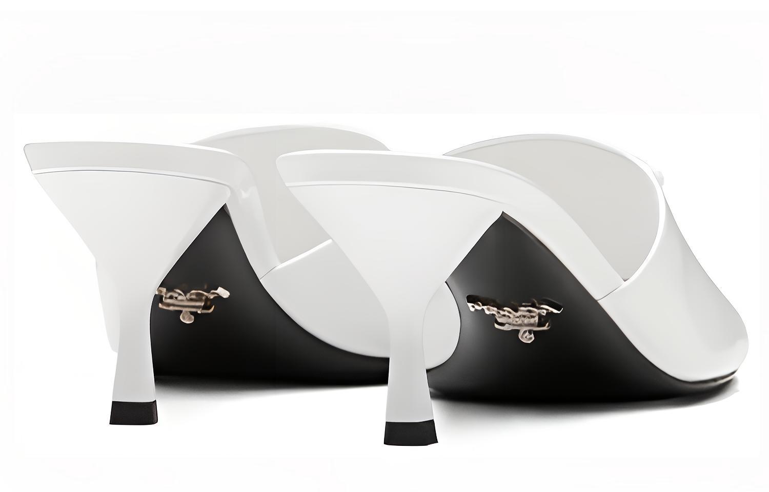 (W) Prada Leather Slip-On High Heel 'Fashion Sandal White' 圖 4