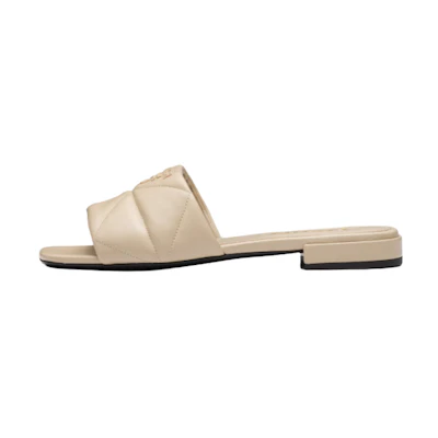 (W) Prada Leather Slip-On Sandals 'Desert Brown'