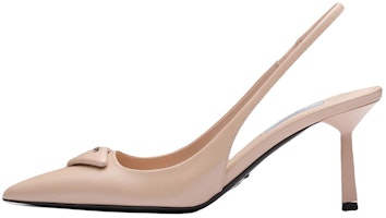 (Women) Prada Patched Logo Brushed Leather Slingback Heels 'Pink' 1I901M_055_F0236_F_075 (Women) Prada Patched Logo Brushed Leather Slingback Heels 'Pink' 1I901M_055_F0236_F_075