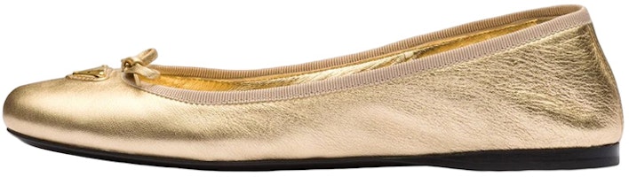 (Women) Prada Leather Slip-On Peep-Toe Flats 'Gold' 1F037N_038_F0522_F_005 (Women) Prada Leather Slip-On Peep-Toe Flats 'Gold' 1F037N_038_F0522_F_005