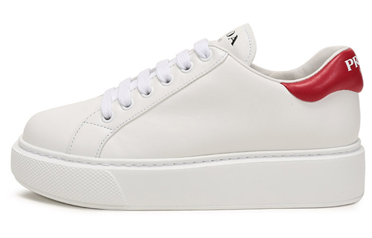 (W) Prada Leather Sneaker 'White Red'
