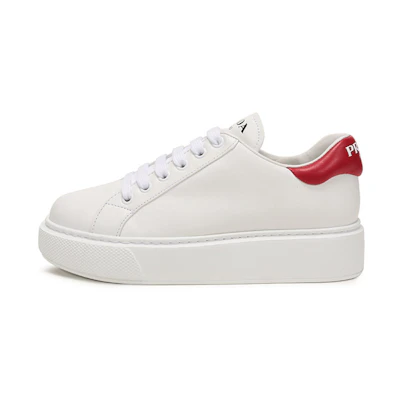 (W) Prada Leather Sneaker 'White Red'
