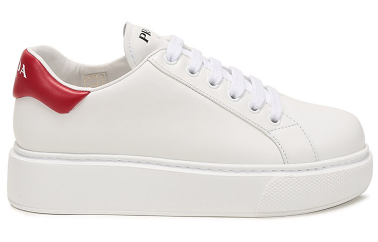 (W) Prada Leather Sneaker 'White Red' 圖 2