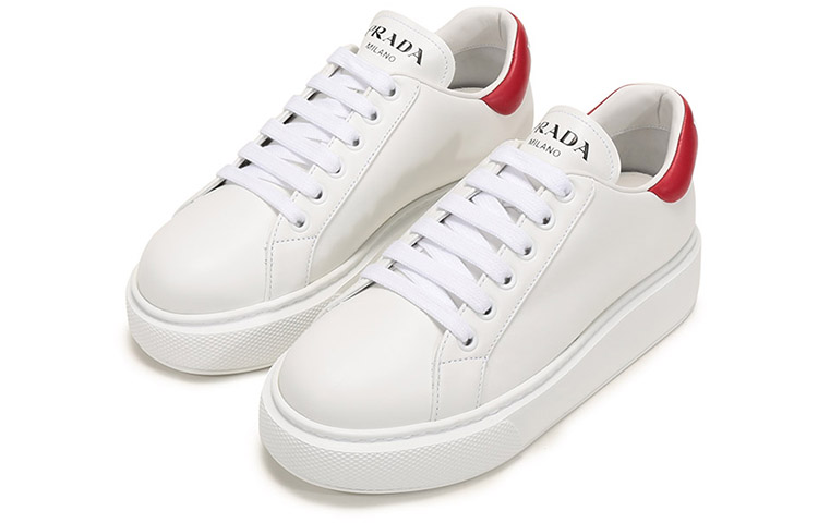 (W) Prada Leather Sneaker 'White Red' 圖 3