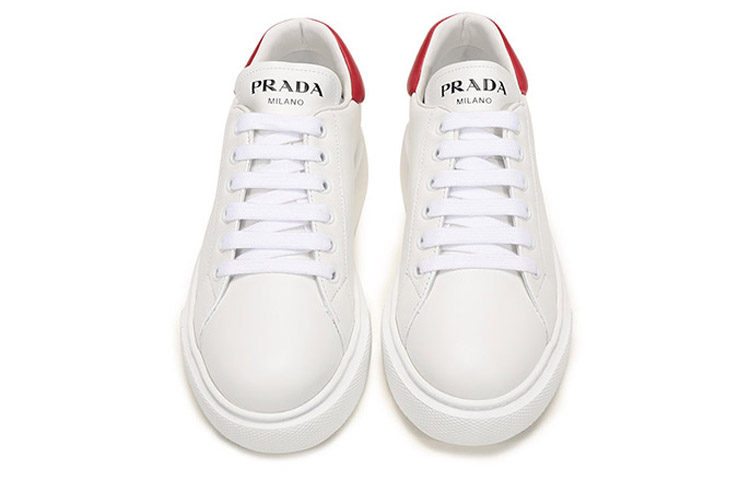(W) Prada Leather Sneaker 'White Red' 圖 4