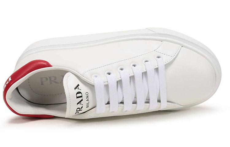 (W) Prada Leather Sneaker 'White Red' 圖 5