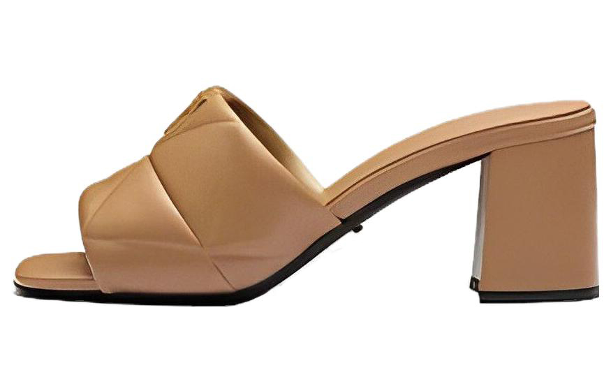 (W) Prada Leather Square Toe Slide 'Brown'