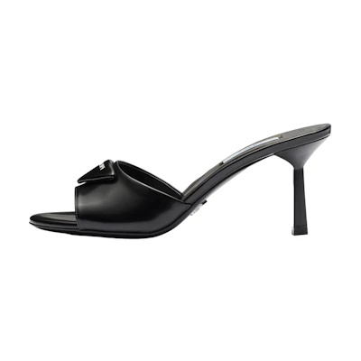 (W) Prada Leather Stiletto Fashion Slide 'Black'