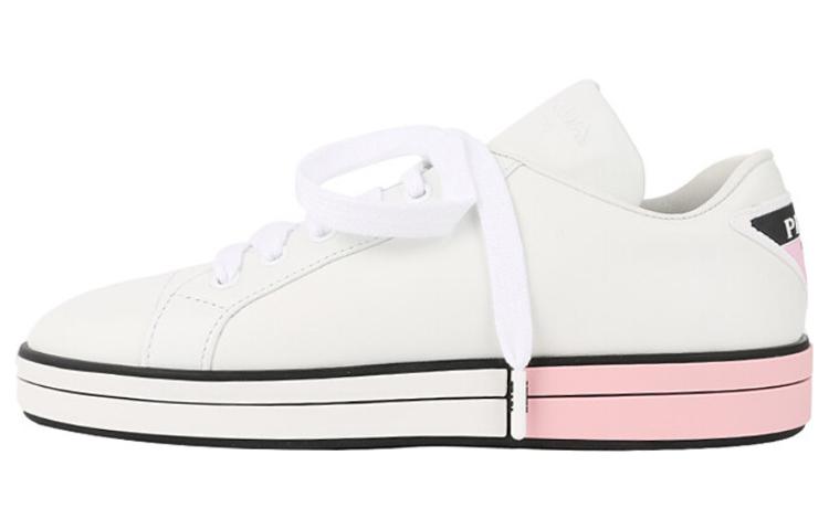 (Women) Prada Leather Stitched Slip-Resistant Low-Top Sneaker 'White Pink' 1E275L-3J8K-F0E1Q