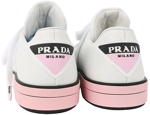 (W) Prada Leder Rutschfeste Low-Top Sneaker ''Weiß Rosa'' 1E275L-3J8K-F0E1Q Shop (W) Prada Leder Rutschfeste Low-Top Sneaker ''Weiß Rosa'' 1E275L-3J8K-F0E1Q