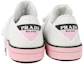Shop (W) Prada Leder Rutschfeste Low-Top Sneaker ''Weiß Rosa'' 1E275L-3J8K-F0E1Q