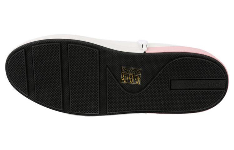 Purchase (W) Prada Leder Rutschfeste Low-Top Sneaker ''Weiß Rosa'' 1E275L-3J8K-F0E1Q