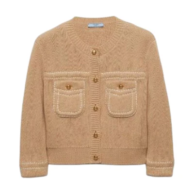 (Women) Prada Light Beige Cotton Button-Up Long-Sleeve Jacket P25M75-14XT-F0627-S-OOO