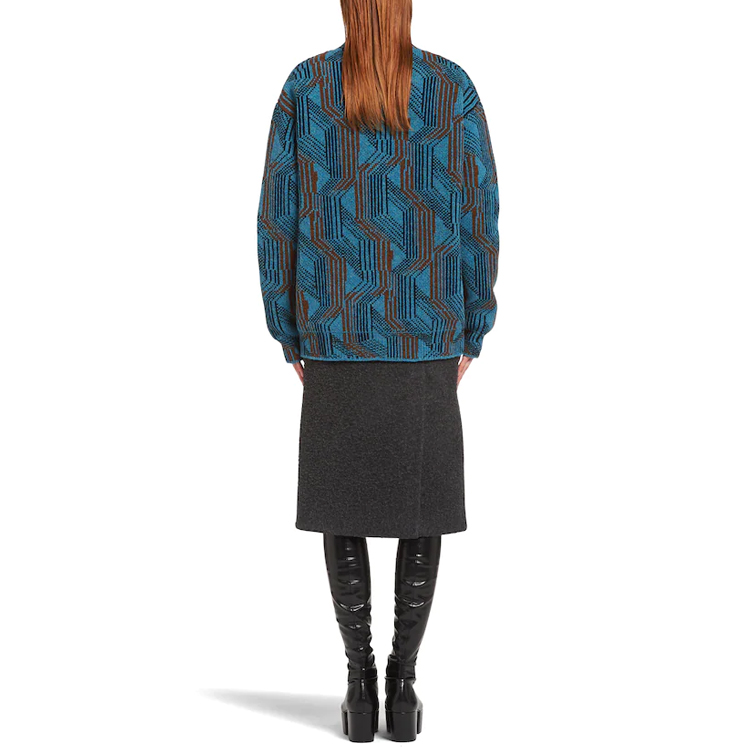 Shop (W) プラダ ライトブルー Vネック ウール カーディガン セーター P25I31-1ZGB-F0013-S-212