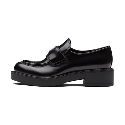 (W) Prada Leather Loafers 'Black'