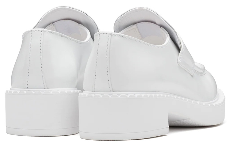 (W) Prada Chocolate Patent Leather Loafers 'White' 圖 5