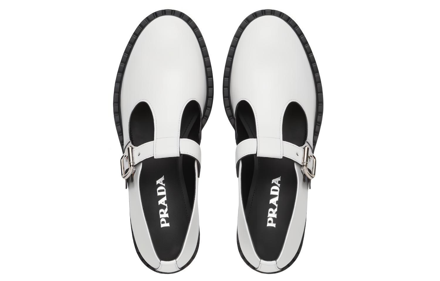Purchase (W) Mocassin Prada Plat ''Cuir Verni Blanc T-Strap'' 1E834M_055_F097W_F_B050