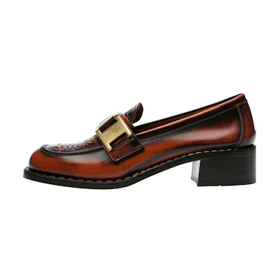 (W) Prada Woven 40mm Loafers 'Brown'