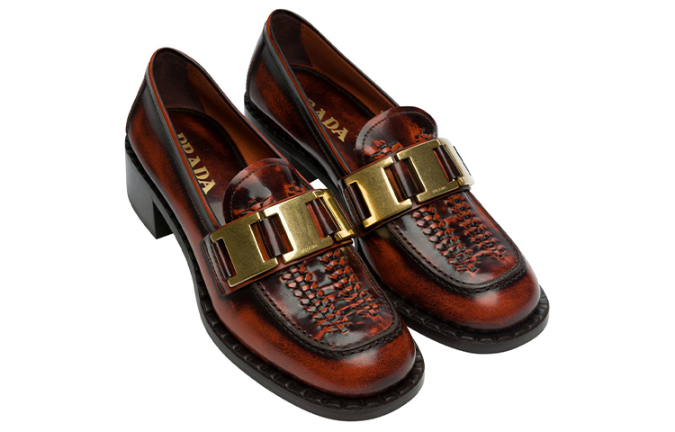 (W) Prada Woven 40mm Loafers 'Brown' 圖 4