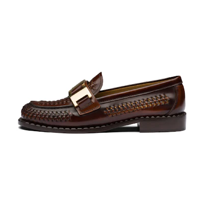 (W) Prada Loafers 'Brown Patent Leather'