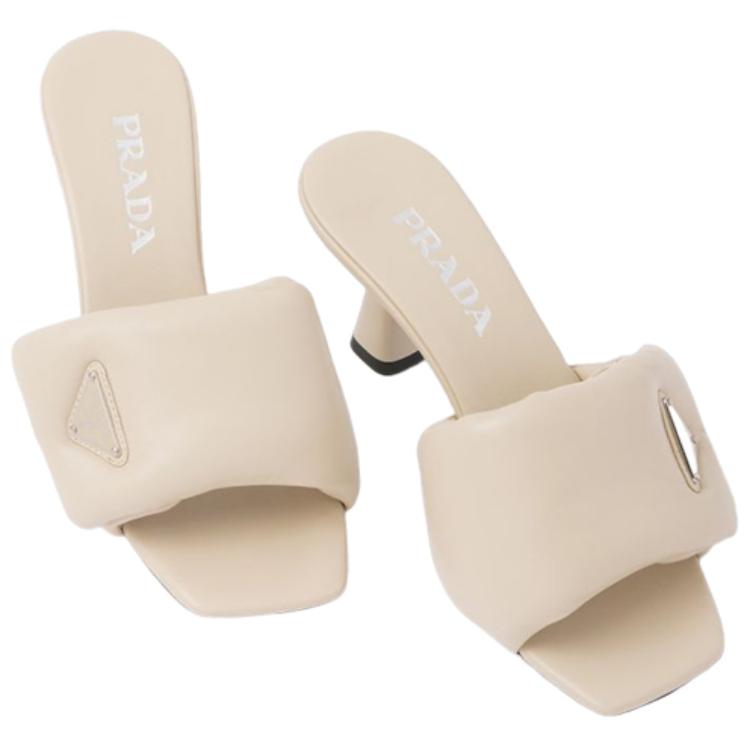 Shop (W) Sandales Prada à Talon Bloc Logo et Bout Carré ''Beige'' 1XX654_2DL8_F0F24_F_065