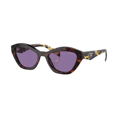(Women) PRADA Logo Design Cat Eye Acetate Sunglasses Tortoiseshell PRA02S17N50B