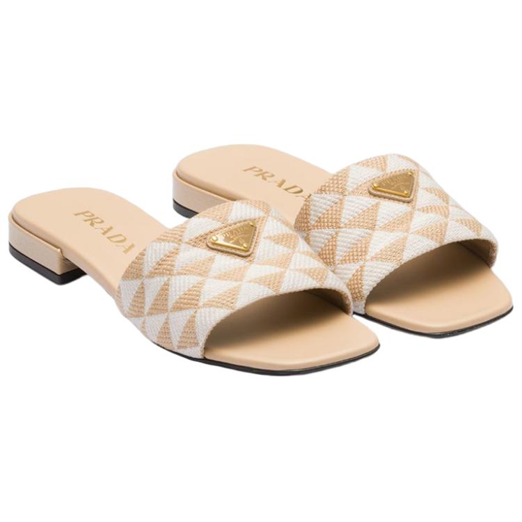 (W) Prada Logo Fabric 'Fashion Slide Sandal - Ecru' 圖 3