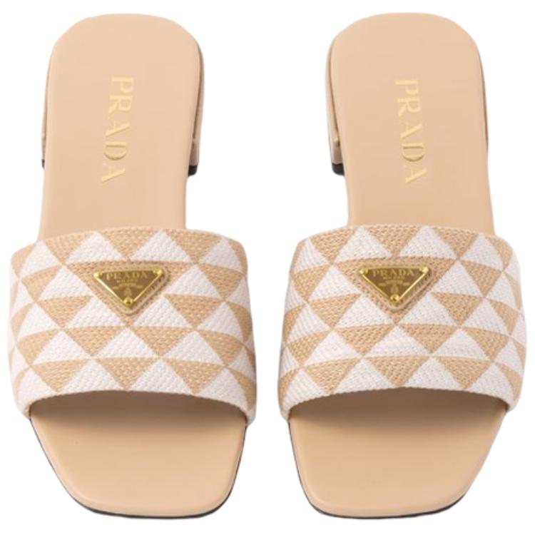 (W) Prada Logo Fabric 'Fashion Slide Sandal - Ecru' 圖 4