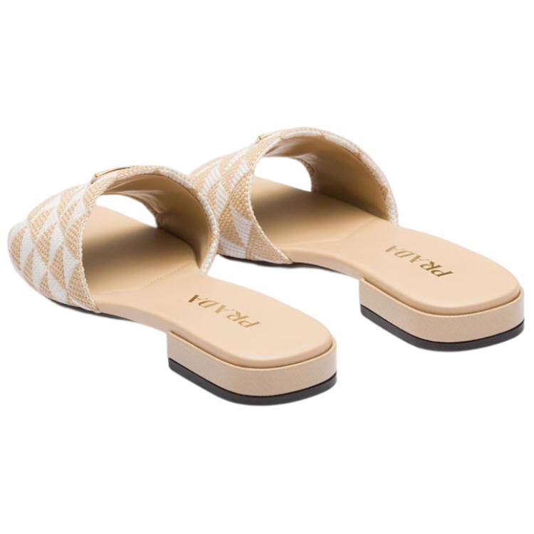 (W) Prada Logo Fabric 'Fashion Slide Sandal - Ecru' 圖 5
