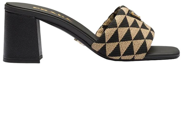 (W) Prada Mules Mode Logo Jacquard Talon 6.5cm ''Beige Noir'' 1XX637_3LK6_F0Y30_F_065 Order (W) Prada Mules Mode Logo Jacquard Talon 6.5cm ''Beige Noir'' 1XX637_3LK6_F0Y30_F_065