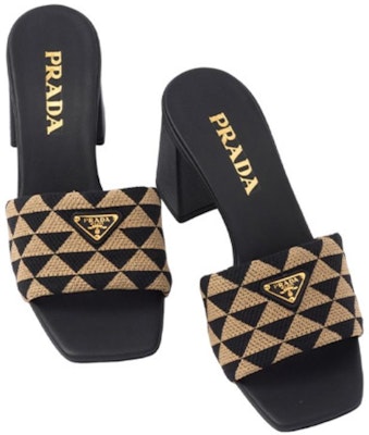 (Women) Prada Logo Jacquard Fashion Slide with 6.5cm Heel 'Beige Black' 1XX637_3LK6_F0Y30_F_065 Shop (Women) Prada Logo Jacquard Fashion Slide with 6.5cm Heel 'Beige Black' 1XX637_3LK6_F0Y30_F_065