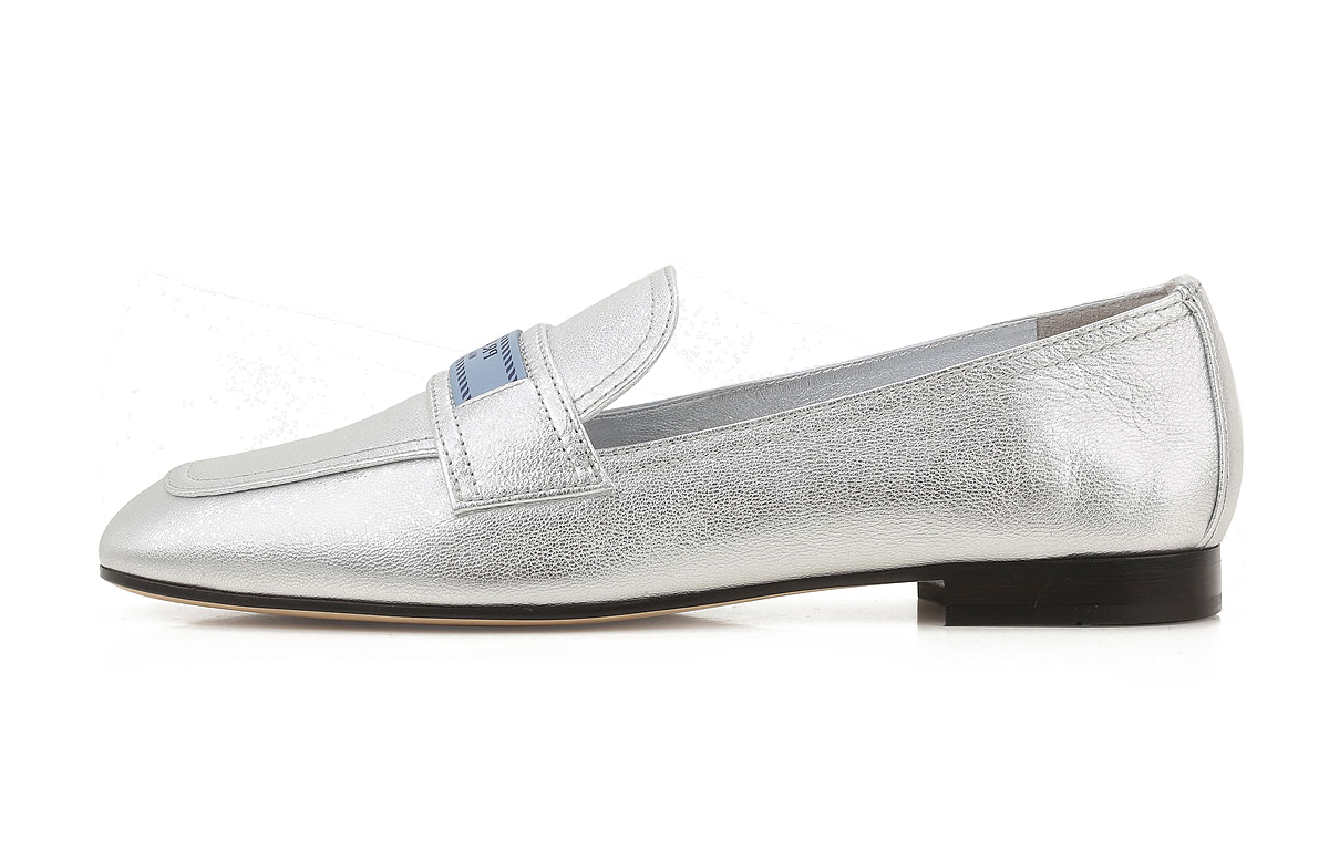 (W) Prada Logo Leather Sneaker 'Silver'