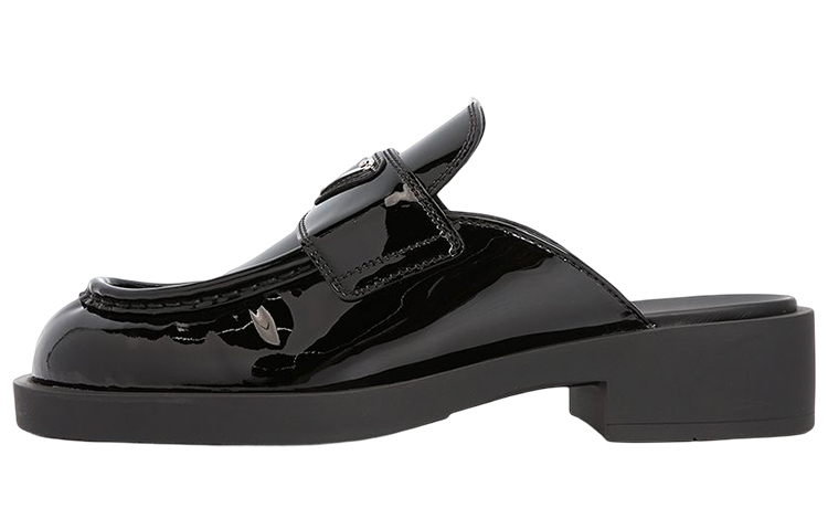 (W) Prada Logo Patent Mule 'Black Fashion Slide'