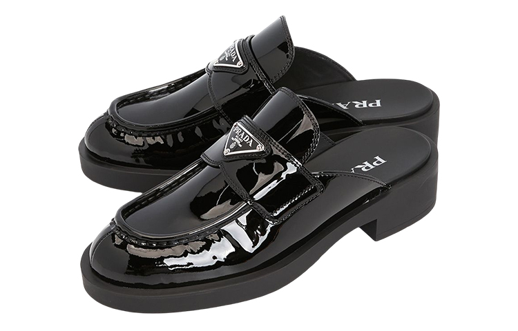 (W) Prada Logo Patent Mule 'Black Fashion Slide' 圖 2