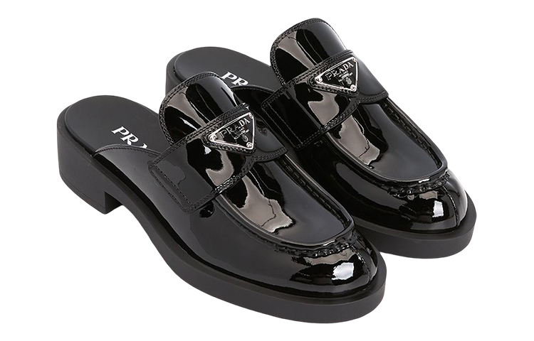 (W) Prada Logo Patent Mule 'Black Fashion Slide' 圖 3
