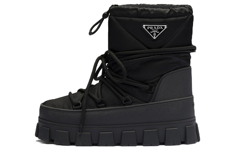 (W) Prada Logo Plaque Snow Boots 'Black'