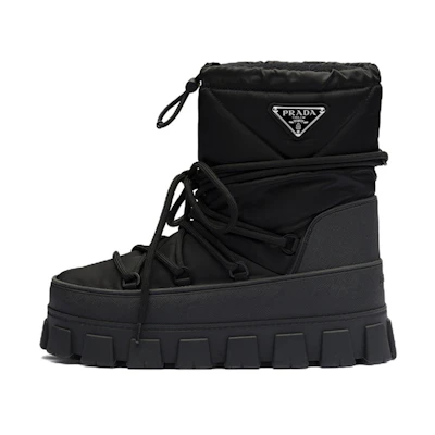 (W) Prada Logo Plaque Snow Boots 'Black'