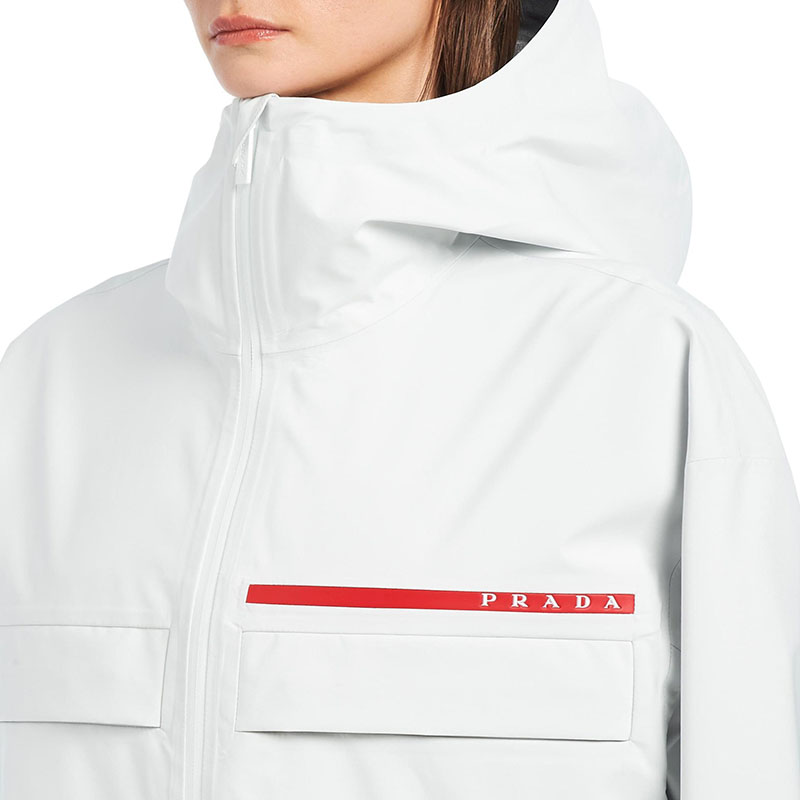 Sizing (Women) Prada Logo Printed Zip-Up Hooded Jacket Pink/White 29R423-1SX6-F0K74-S-182