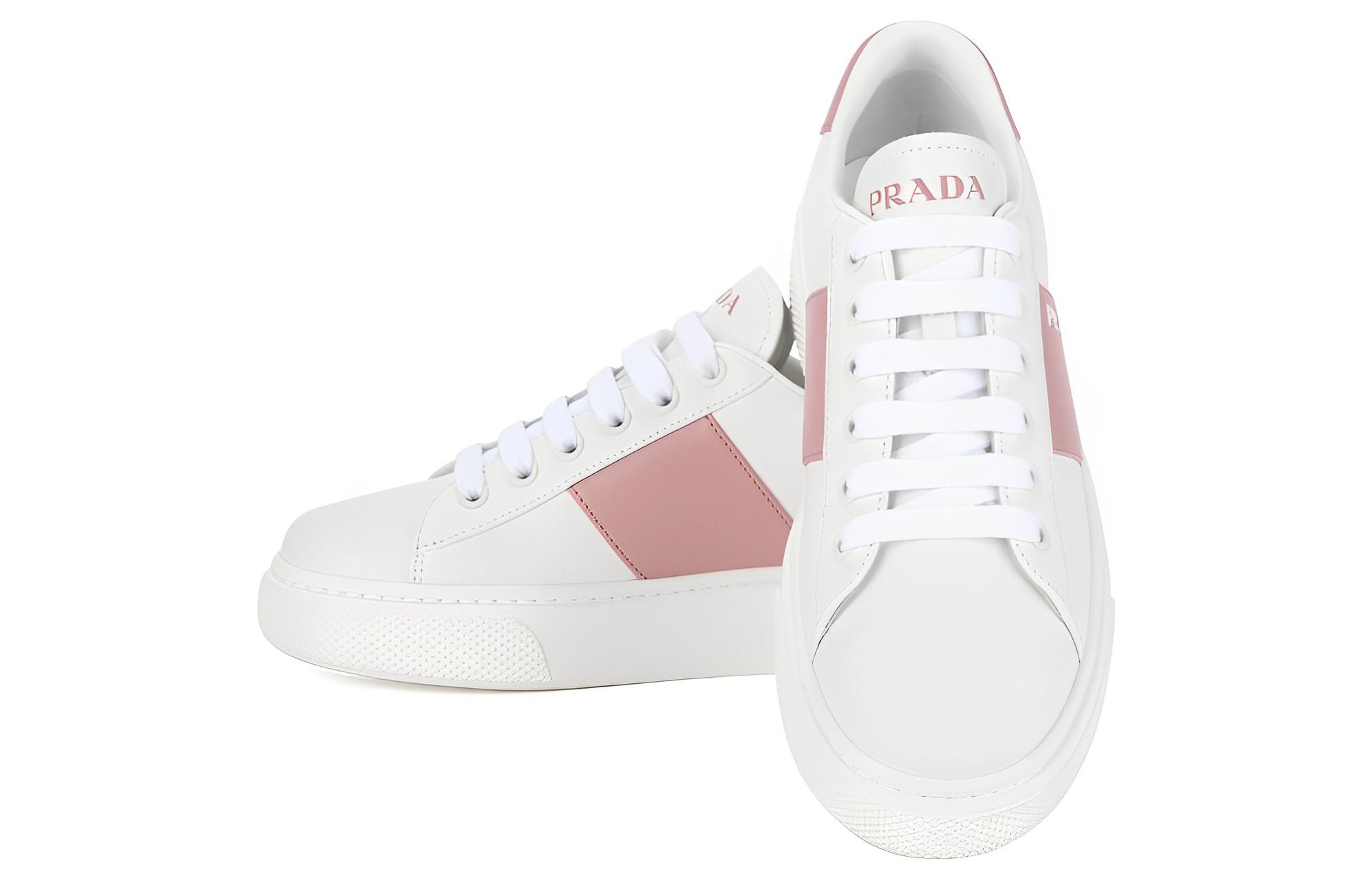 (W) Prada Logo Sneakers 'White Pink' 圖 4