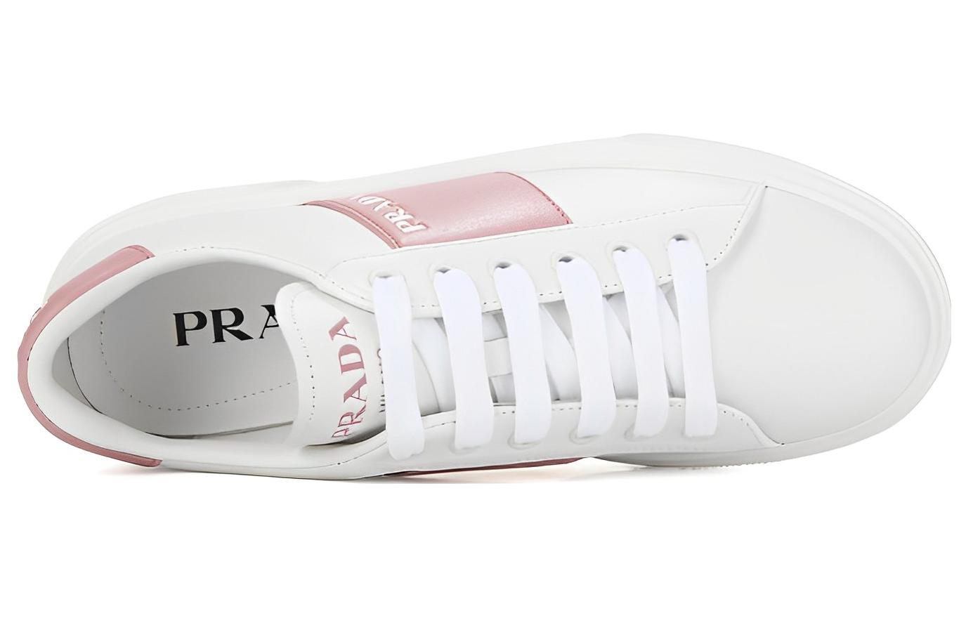 (W) Prada Logo Sneakers 'White Pink' 圖 5