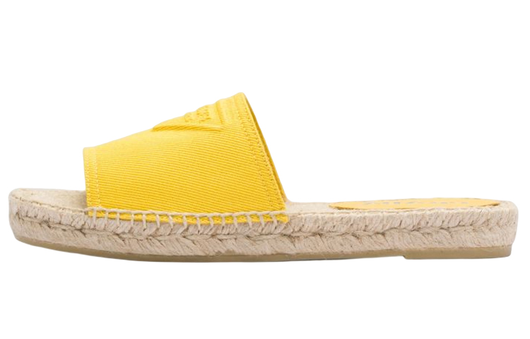 (W) Prada Logo Tag Flat 'Fashion Slides Yellow'