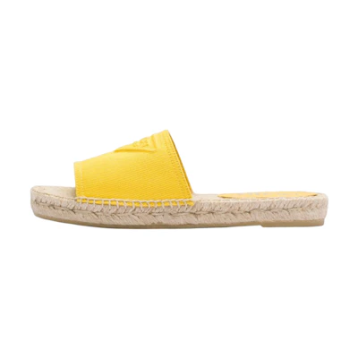 (W) Prada Logo Tag Flat 'Fashion Slides Yellow'