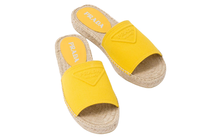 (W) Prada Logo Tag Flat 'Fashion Slides Yellow' 圖 4