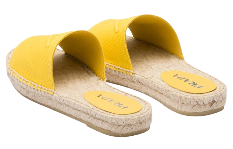 (W) Prada Logo Tag Flat 'Fashion Slides Yellow' 圖 5