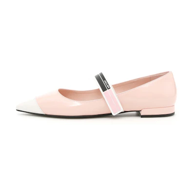 (W) Prada Logo Velcro Strap Flat 'Light Pink Leather'